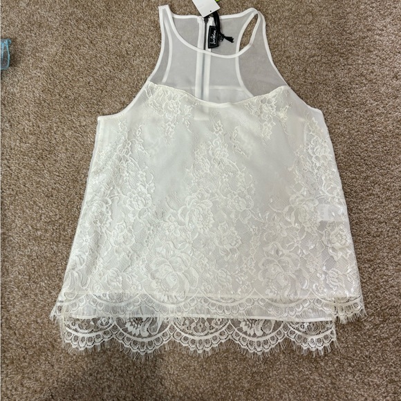 Sam Edelman white lace zip up tank top size S-NWT - Picture 2 of 11